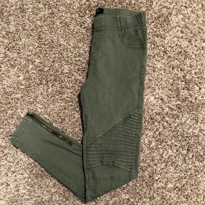 Beulah olive green moto leggings
